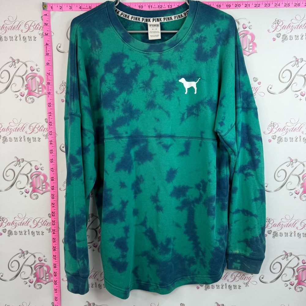 PINK Victoria’s Secret sweater logo Tie-Dye Long Sleeve Pullover with Dog Logo